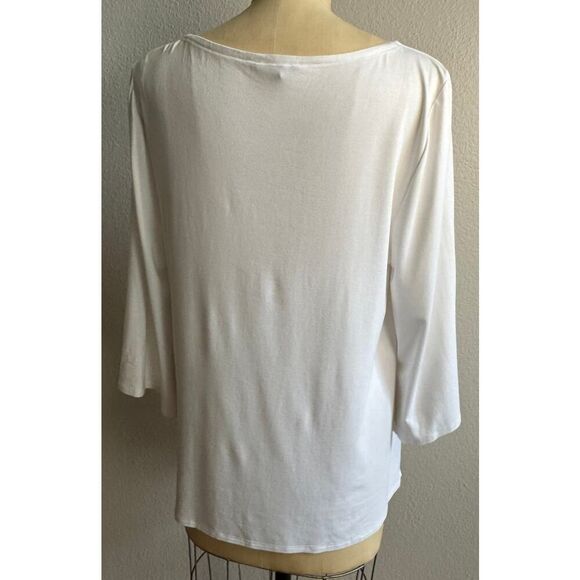 Eileen Fisher White‎ Viscose Shirt A-Line Tunic Sz Large Flare Sleeves EUC Soft - Picture 4 of 4